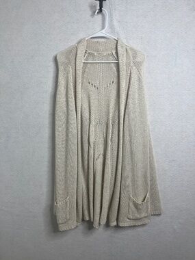 Matty M Open Knit Cardigan Cream Lightweight Boho Layering Sweater
